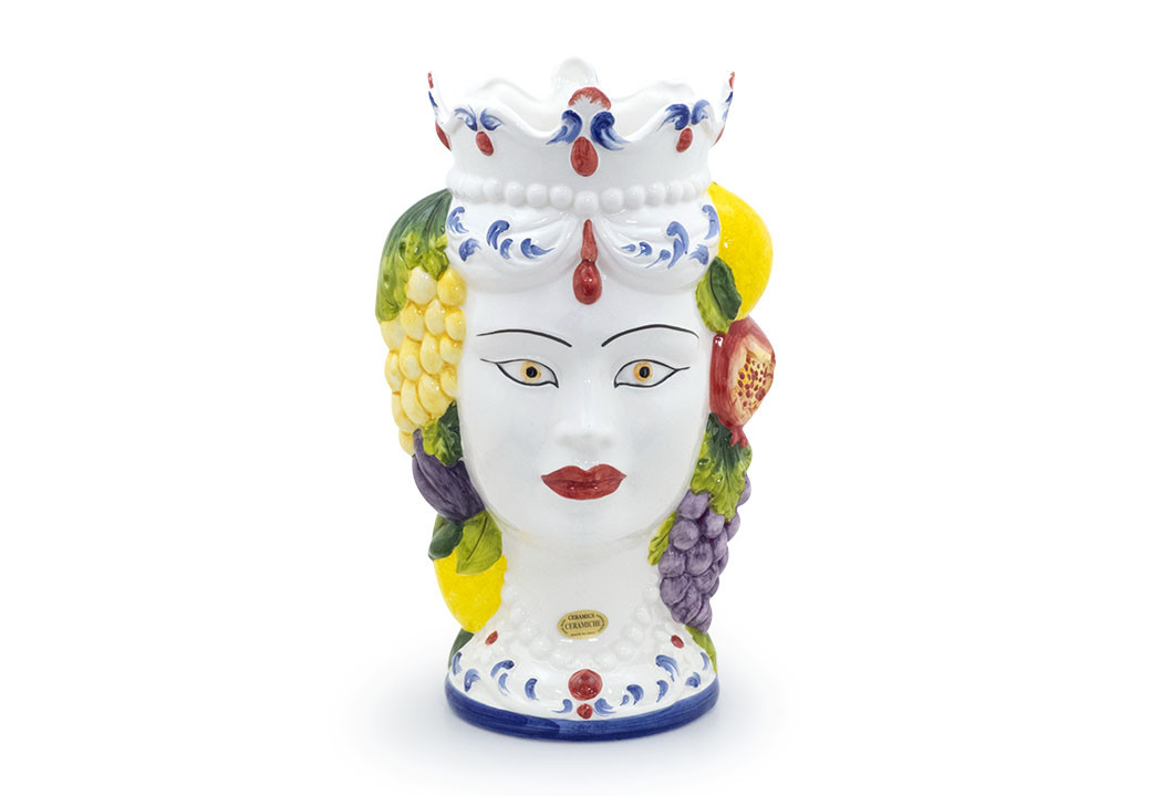 Rainha com frutas grande azul